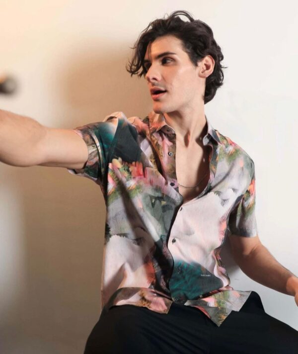 Men Slim Collar Casual Shirt  Fit Printed Spread